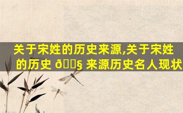 关于宋姓的历史来源,关于宋姓的历史 🐧 来源历史名人现状